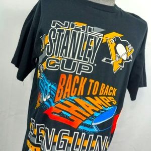 Vtg NHL Penguins 1992 Stanley Cup All Over Print